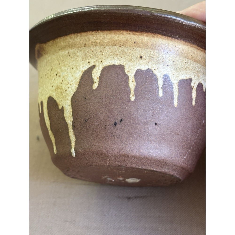 David Cressey Pottery Drip Glaze Brown Cream Bowl 4.5" USA 213 - Picture 2 of 11